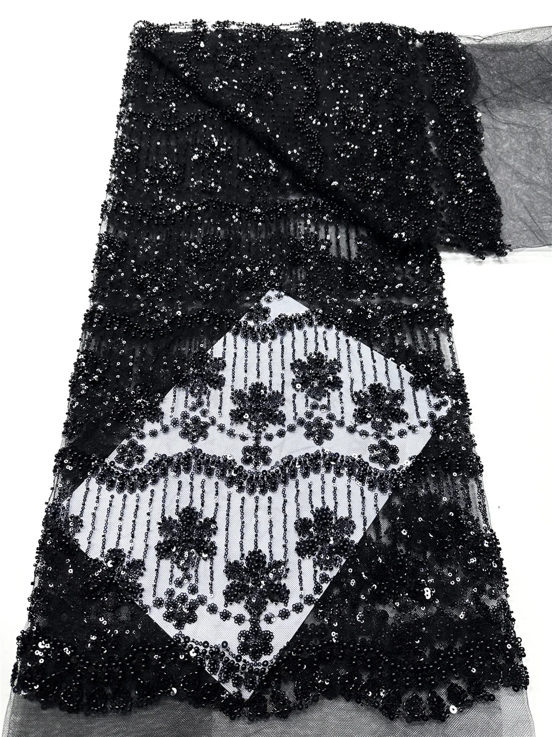 

Африканская кружевная ткань с бисером, высококачественная кружевная ткань для свадебного платья, тюлевая сетка с блестками, кружевная ткань 5 ярдов-SHIT