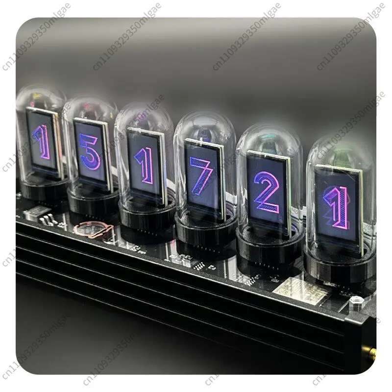 For IPS Nixie Tube Simulation Clock, Retro Gold Plated Black Metal Craft, Desktop Ornament, Creative Gift for Men