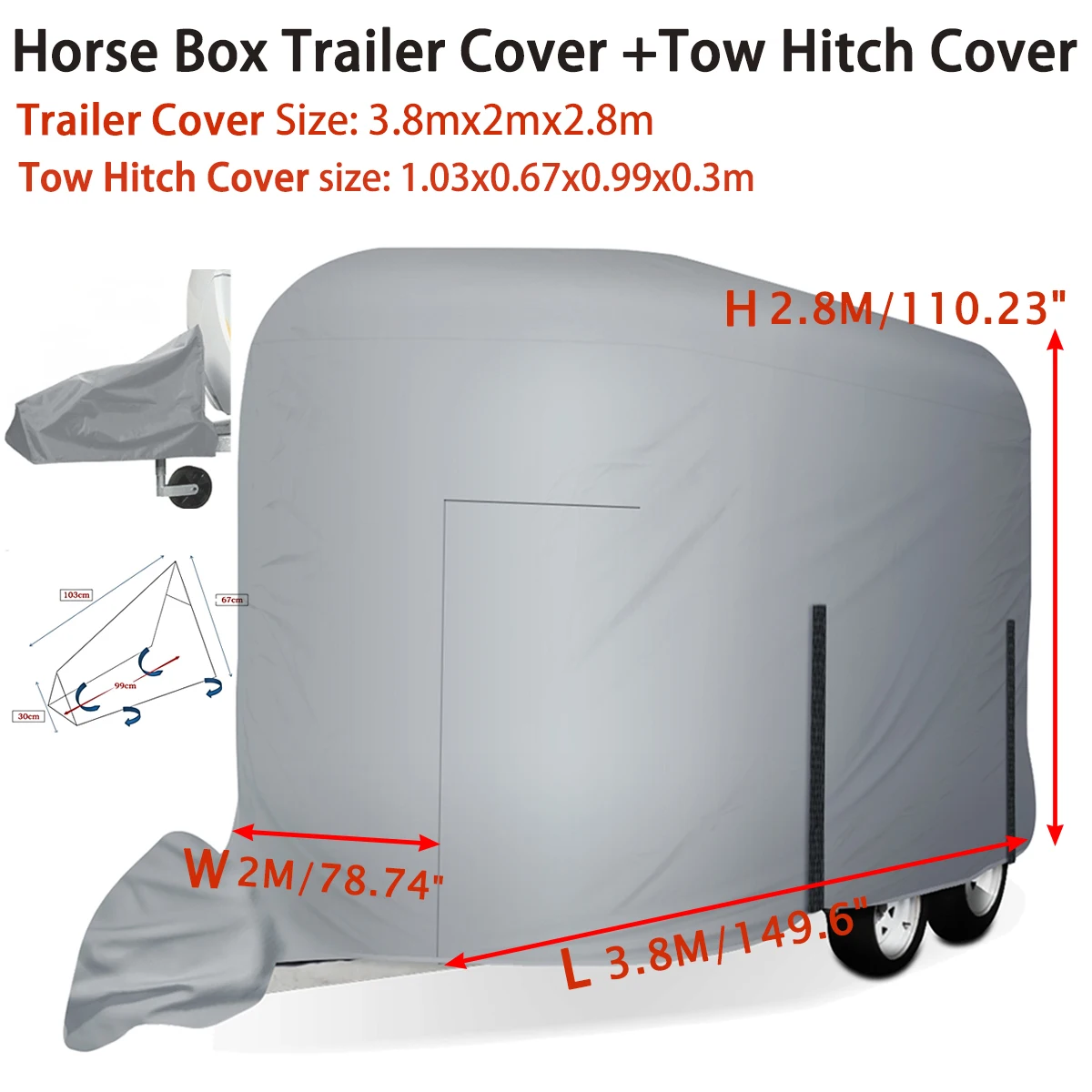 210D Horse Float Trailer Cover & Trekhaakafdekking Waterdichte zonwering UV-bestendig