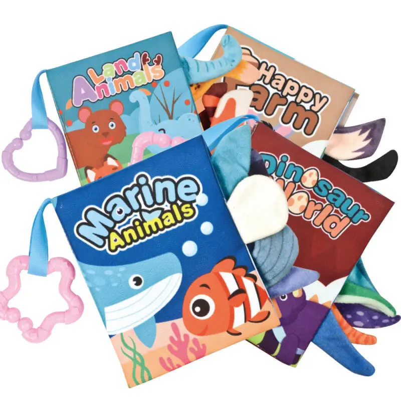 3D Animal Cloth Book Baby Toys 0 to 12 Months Old Early Education Enlightenment Tail Marine Cognition Kids Puzzle Palm Soft Book