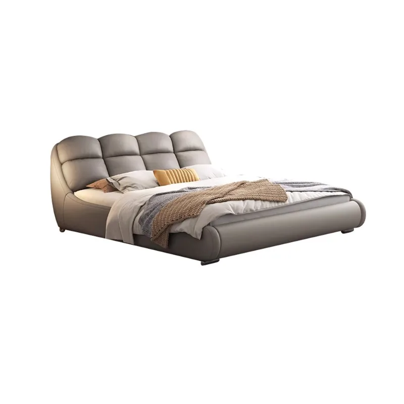 

Leather bed Italian light luxury modern simple high-end atmosphere