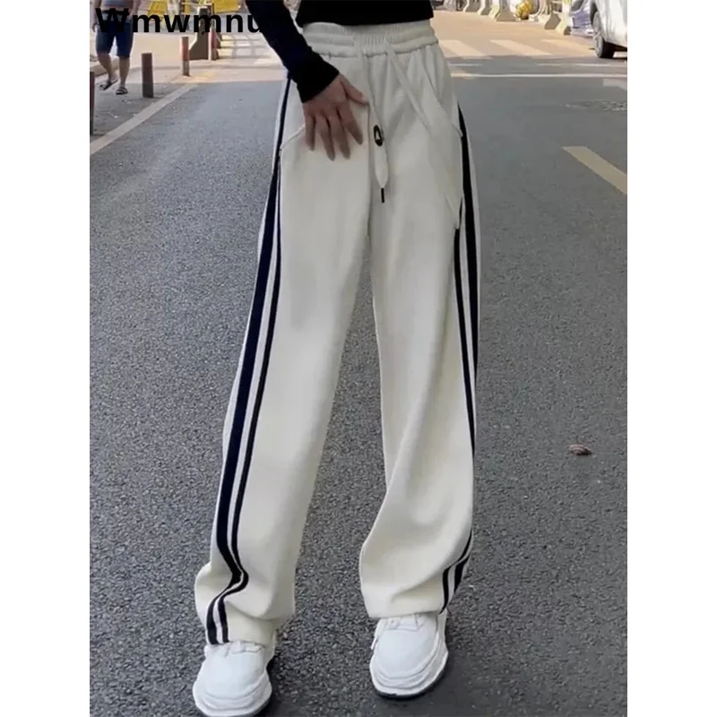 

igh Waist Wide Leg Pants Casual Baggy Sweatpants Women Side Stripe Streetwear Pantalones Oversized 4xl Straight Korean Trousers