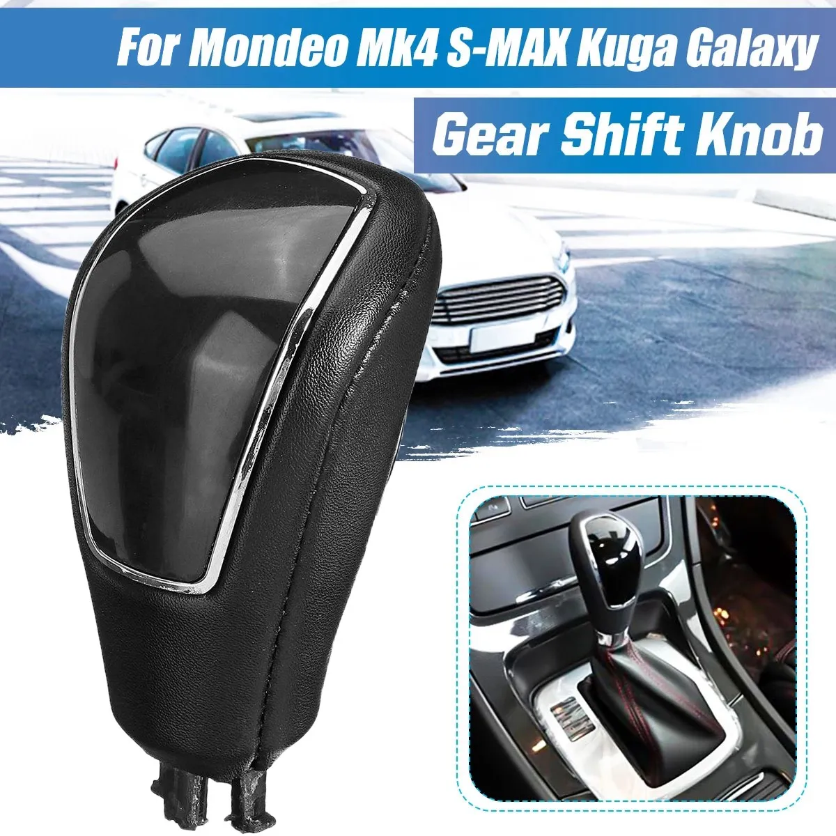 Car Automatic Transmission PU Leather Gear Shift Knob Shift Lever for Ford/Mondeo Mk4 S-MAX/Galaxy