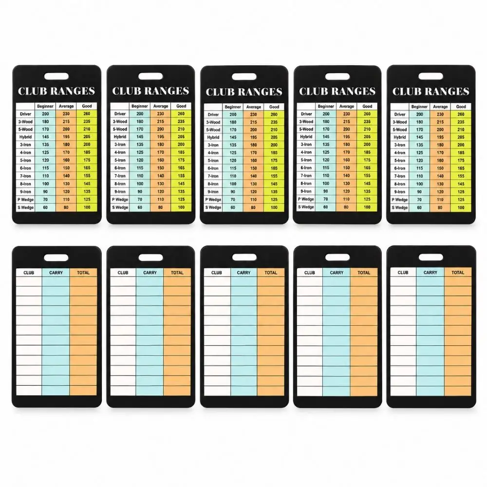10 PCS 300g Coated Paper Golf Club Range Chart DualSided Printed Color Printed Golf Score Keeping Card Back Side Writable