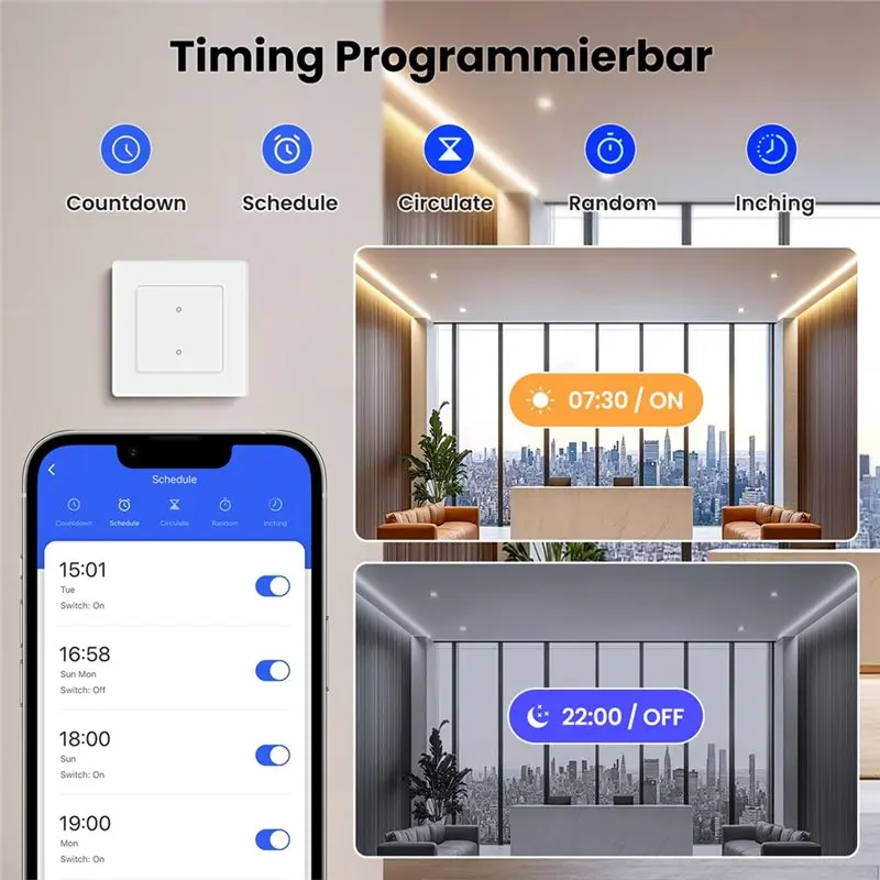 AS95-Tuya Wifi Smart Light Switch App التحكم عن بعد مع Alexa Google Home Route