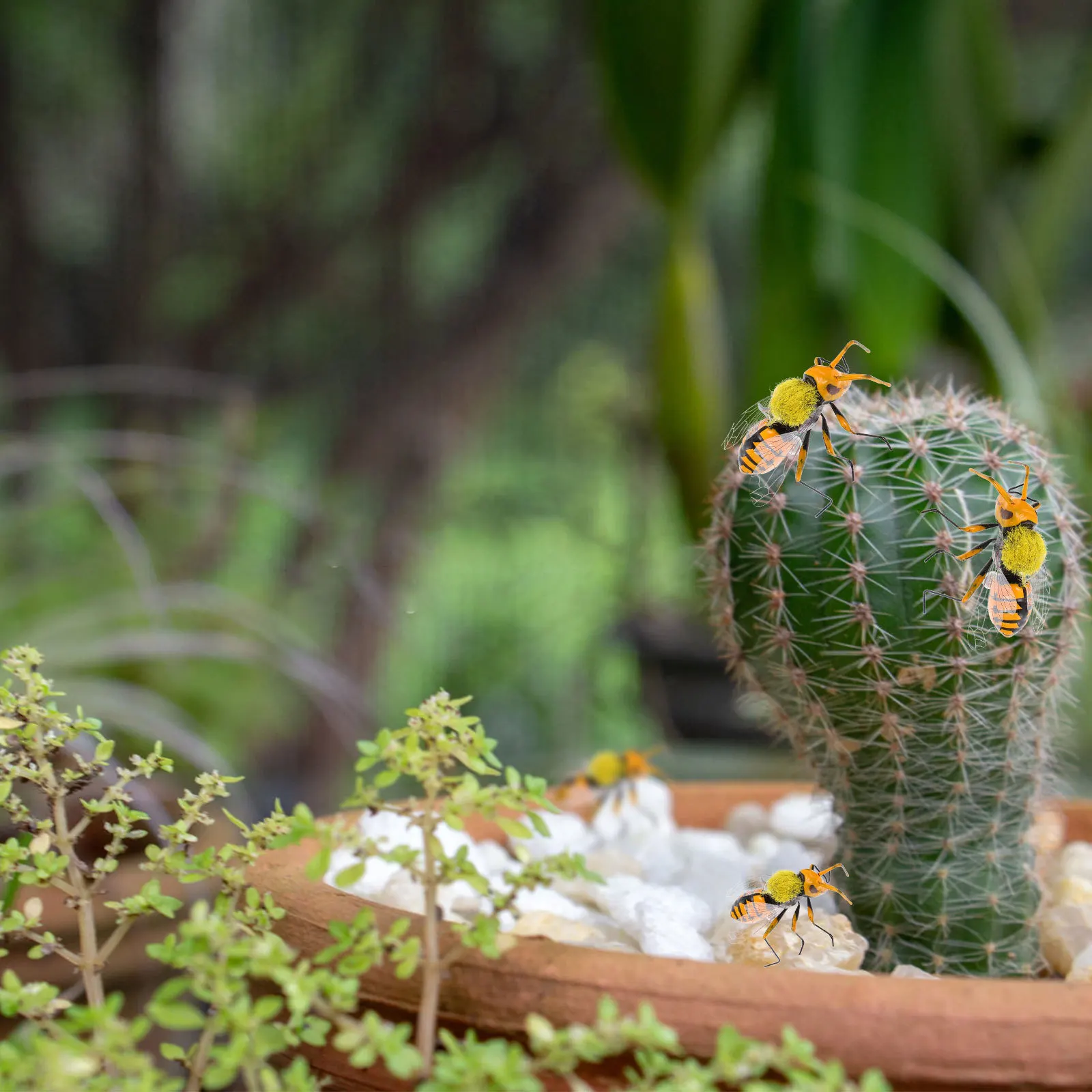 4 قطعة حديقة النحل محاكاة التماثيل الطين الديكور للفناء ساحة فناء شرفة ريفي نمط حديقة حلية لوازم