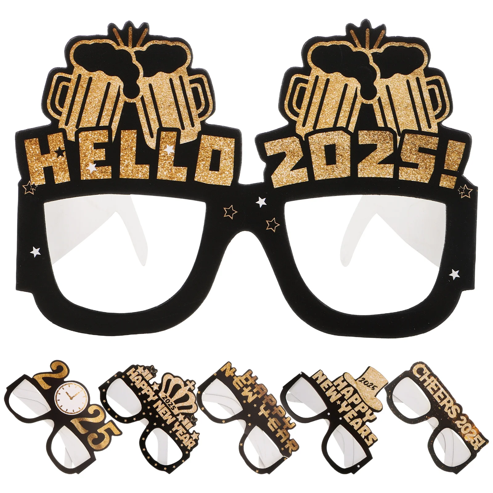 6 Pcs Funny Prop Glasses Christmas Decorations 2025 New Years Photo Booth Props Plushies