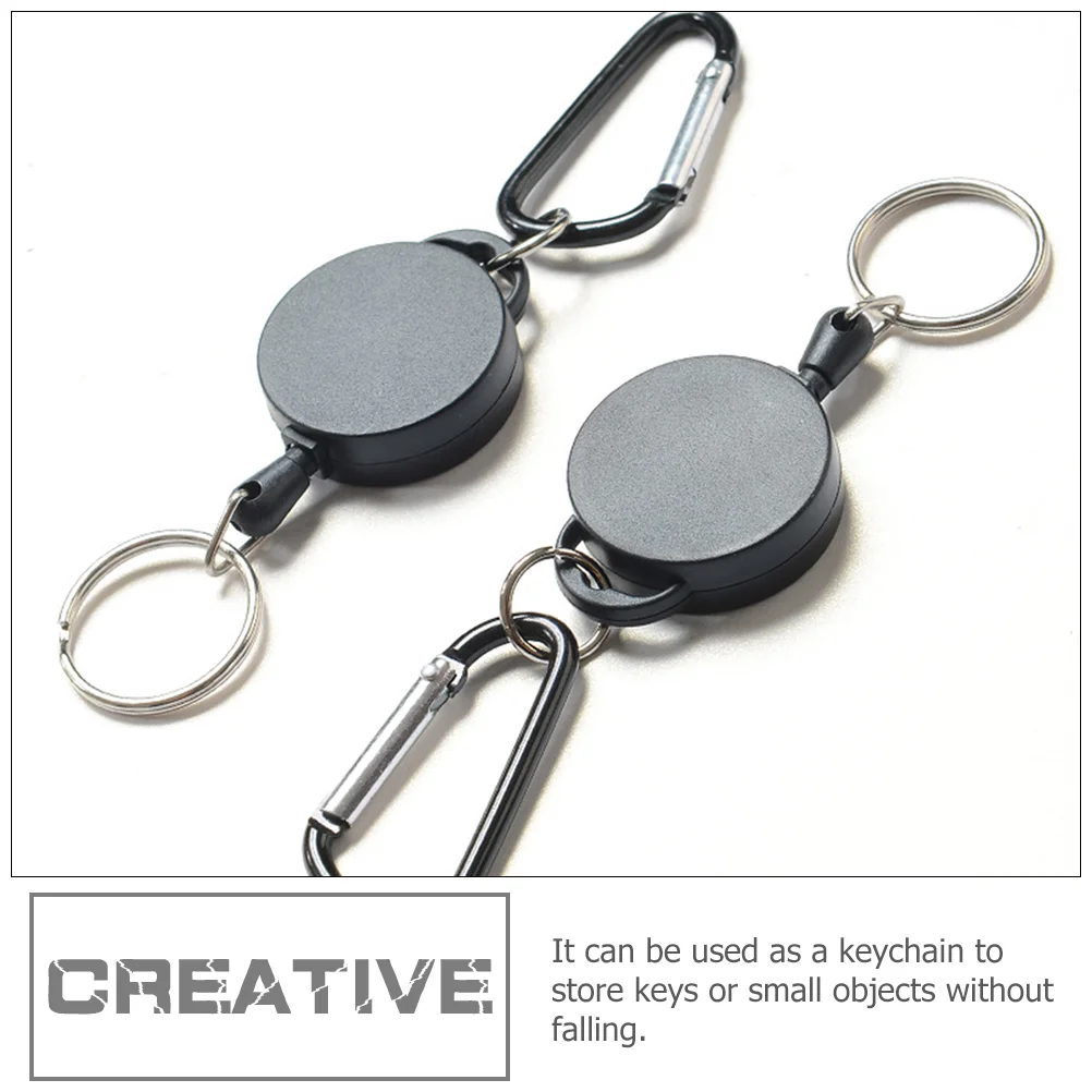 4 Pcs Key Ring Chain Gear Clip Telescopic Easy Pull Button Keychain Keychains with Carabiner