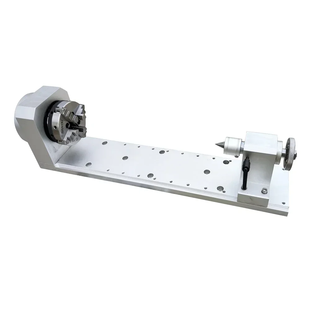 400W   Servo Motor 4th Axis 60MM 25-50 HD Harmonic Full Aluminum Height 80MM 3 4 Claws Tailstock Max Work Length 270MM