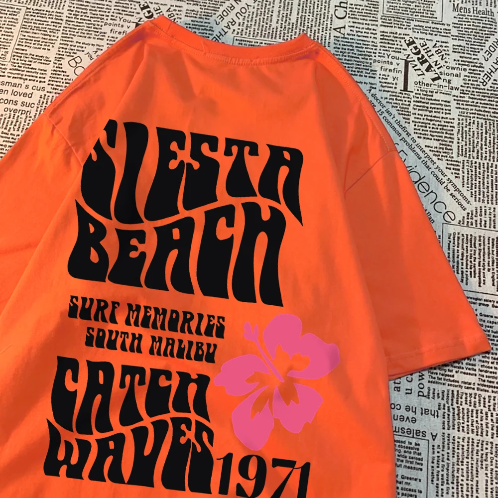 Siesta Beach Catch Waves 1971 Men Women T Shirts Breathable Summer T-Shirts Street Cotton Clothes Personality O-Neck Tshirt