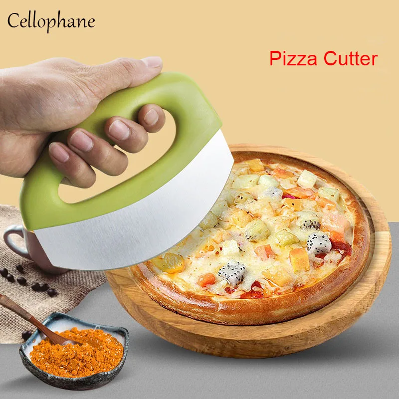 

Pizza Cutter Stainless Steel Pizza Slicer Wheels Wooden Handles Rocker Blade Knife Cutters with Protective Cover Pizza Knife