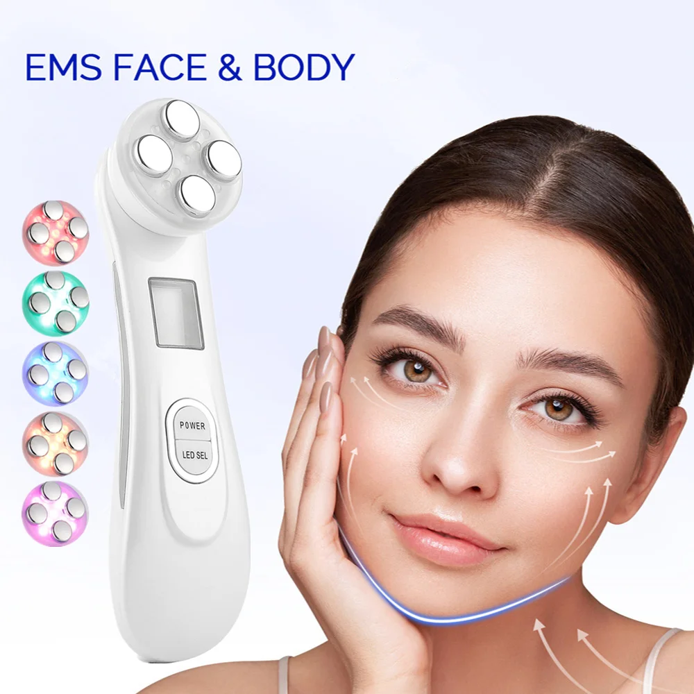 Facial Electroporation LED Photon Beauty Device RF Radiofrequen EMS Lifting Tighten Machine Skin Care Microcurrent Face Massager