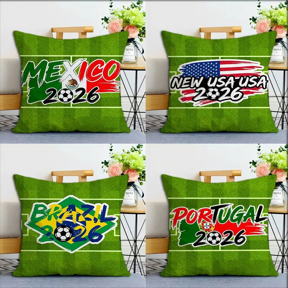 

2026 World Football World Various Sizes Square Pillow Case For Car Home Bedchamber Decor