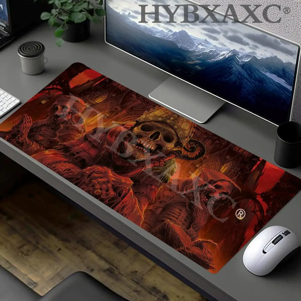 HYBXAXC Dark Cave Skull Horror Texture Mouse Pad Cute HD Desk Pad Extended Gaming Keyboard Mats Large 90x40cm XXL Gamer Mousepad