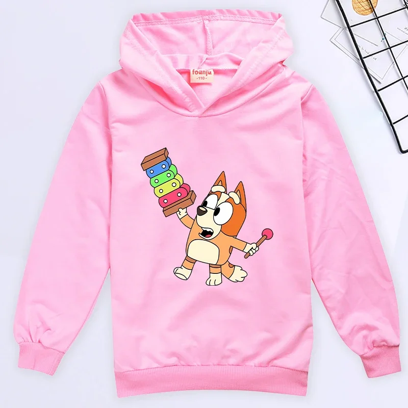 

Bluey Sister Bingo Girl Thin Hoodie Anime Cartoon Print Childern's Pullover Long Sleeve Casual Autumn Spring Sweatshirt Kid Xmas