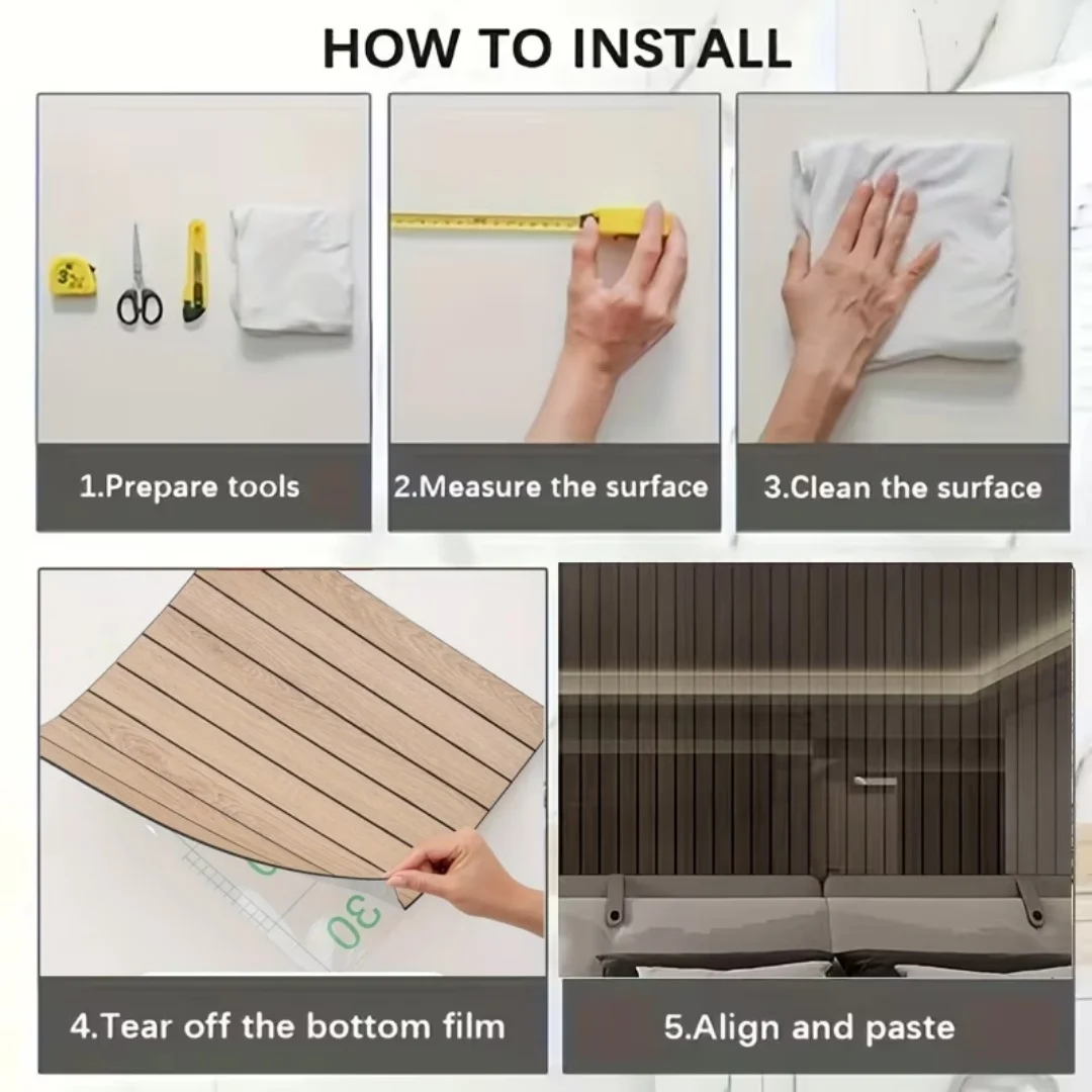 3D Wood Grain Wall Sticker Panel Image 3