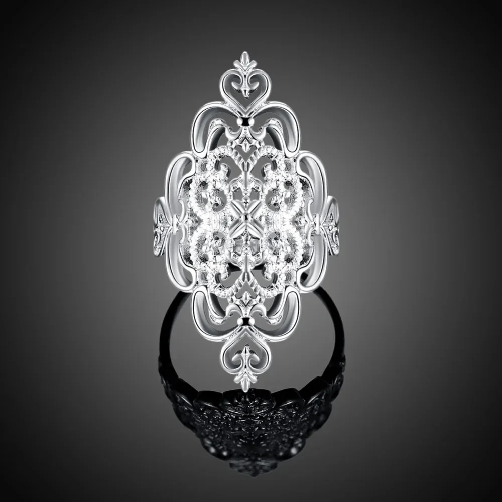 

Beautiful Quadrilateral Ring Pretty Fashion Wedding Party 925 Sterling Silver Nice Women Retro Ring Classical Jewelry Gift