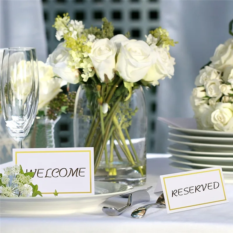 150 قطعة بطاقات مكان مع احباط الحدود الجدول خيمة بطاقات الملمس بطاقة الجلوس فارغة مرافقة اسم مكان بطاقة لإعداد الجدول دائم