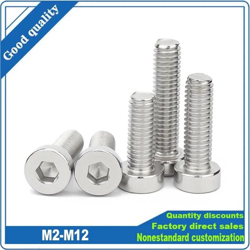 DIN7984 M2 M2.5 M3 M4 M5 M6 M8 M10 M12 304 Stainless Steel Hex Hexagon Socket Thin Low Short Profile Head Allen Cap Bolt Screw