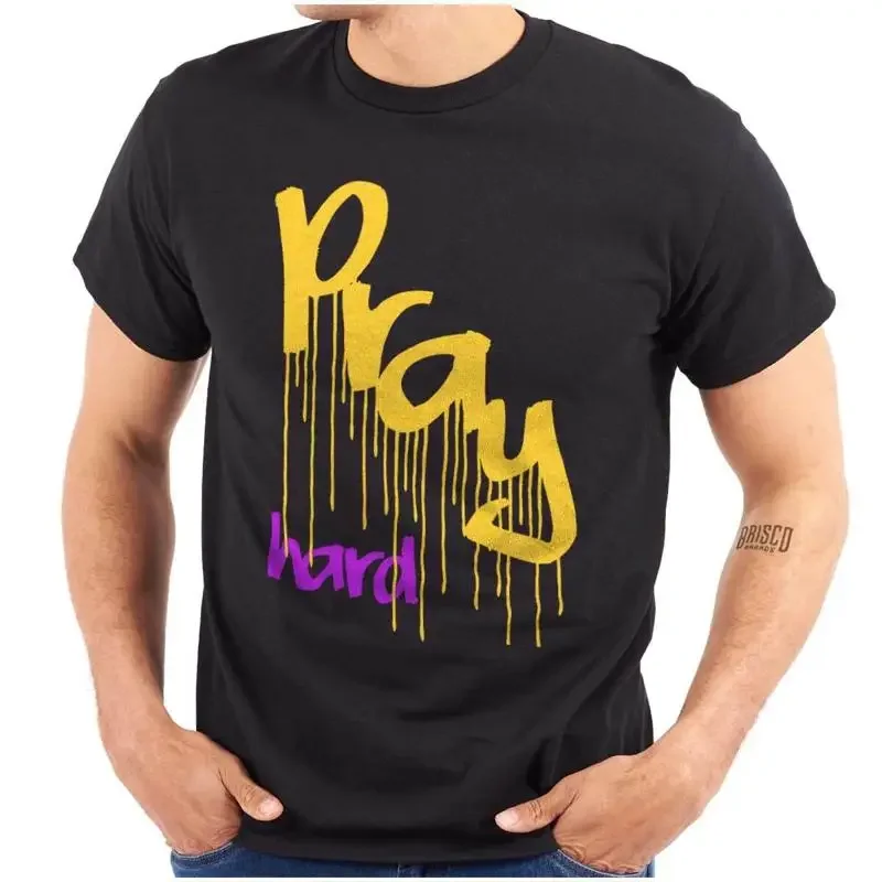 

Cool Christian Faith Graffiti Drip Pray Hard Womens or Mens Crewneck T Shirt Tee