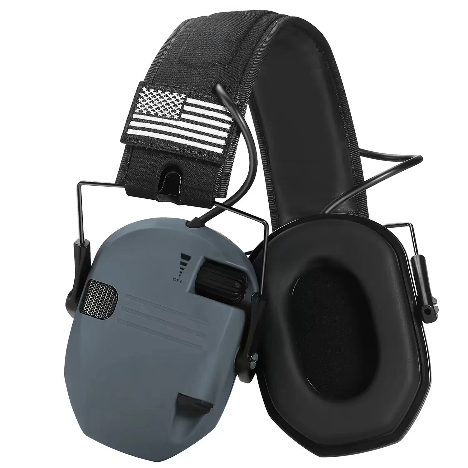 NRR 23dB Shooting Ear Protection with US Flag Electronic Earmuffs for Shooting/Hunting Noise Reduction Headphones