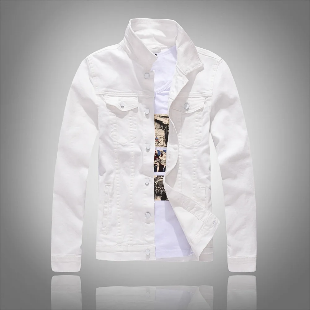 

2025 men's autumn new models, denim jacket, slim-fit long-sleeved denim, white washed denim