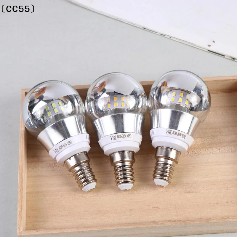 LED Mirror Bulb Half Silver Filament Led 5W E27/E14 Base 360 Degree Angle Warm White Neutral Light Ball Lamp Decoration〔CC55〕
