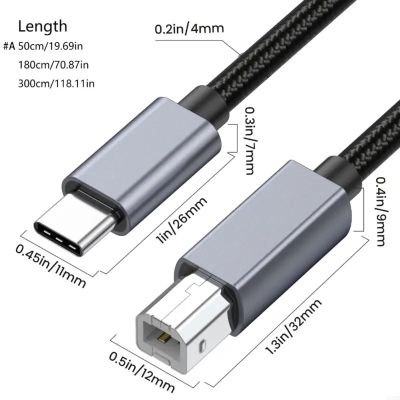 U2JE USB C إلى USB Cable 480MBPS للآلات الموسيقية وماسحات الطابعات