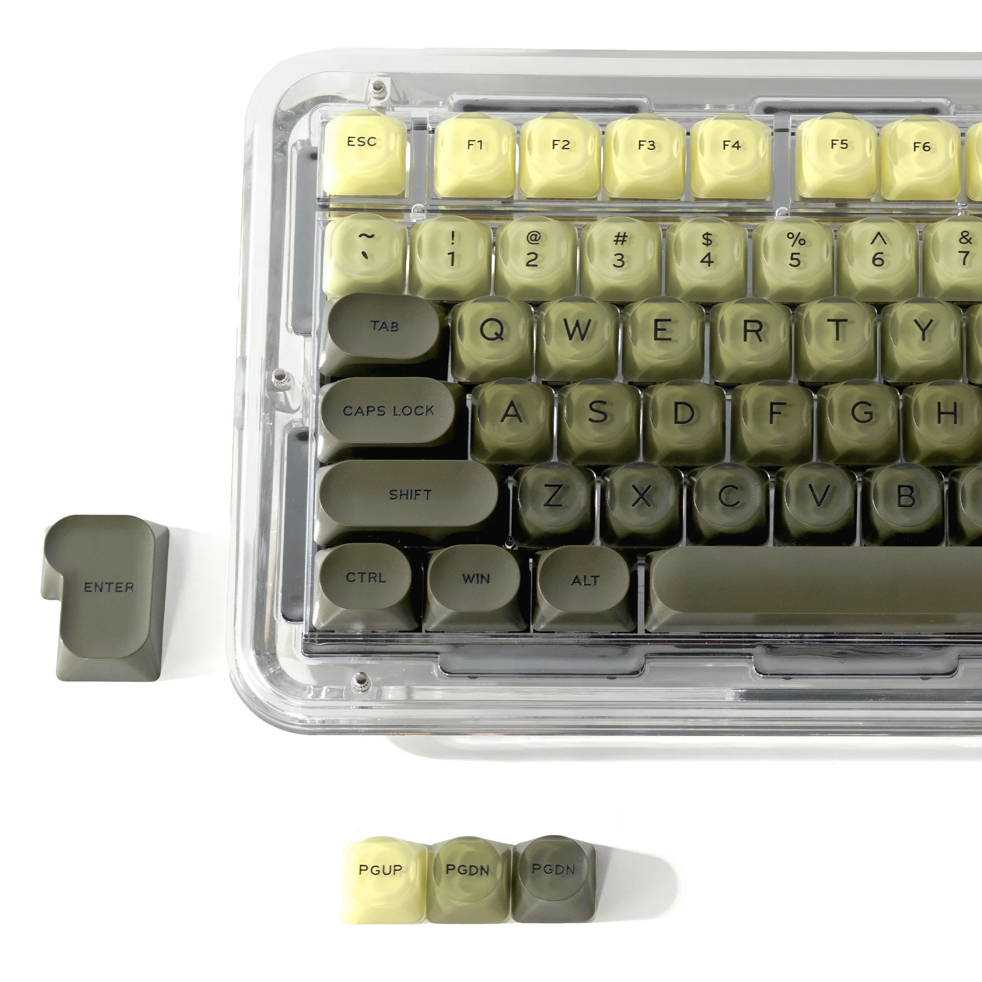 XVX Green Moss Theme Keycaps HOA Profile PBT and PC Frosted Texture 128 Keys