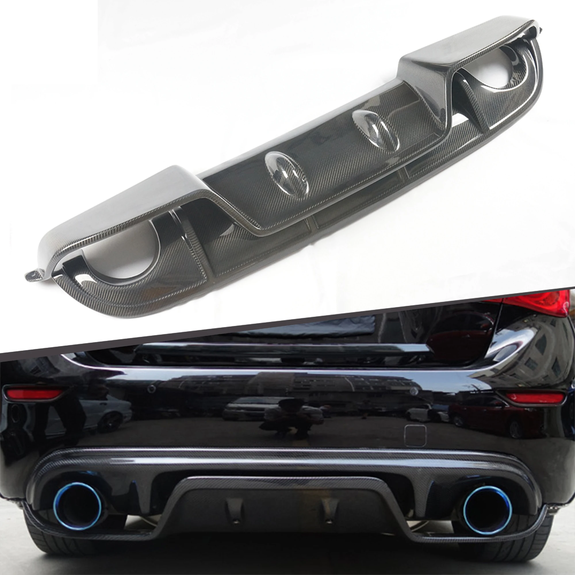

Japan Type 2Pcs Q50 Carbon Fiber Car Rear Bumper Diffuser for Infiniti Q50 2013+