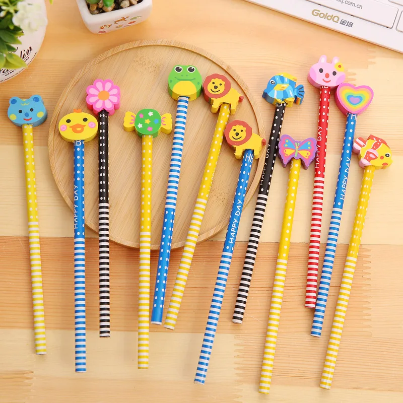 100 Pcs  Pencil Prize Wholesale School Supplies Primary School Student Prize HB Pencil with Eraser Children's Gift