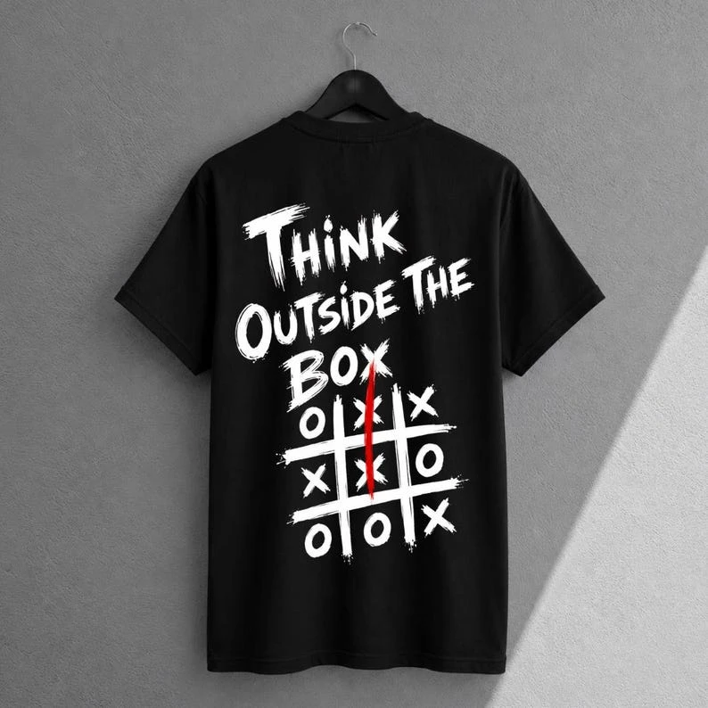 Think Outside the Box Y2K Aesthetic T shirt Trendy Oversized Unisex Vintage Loose Short Sleeves Classic Streetwear Trendy soft