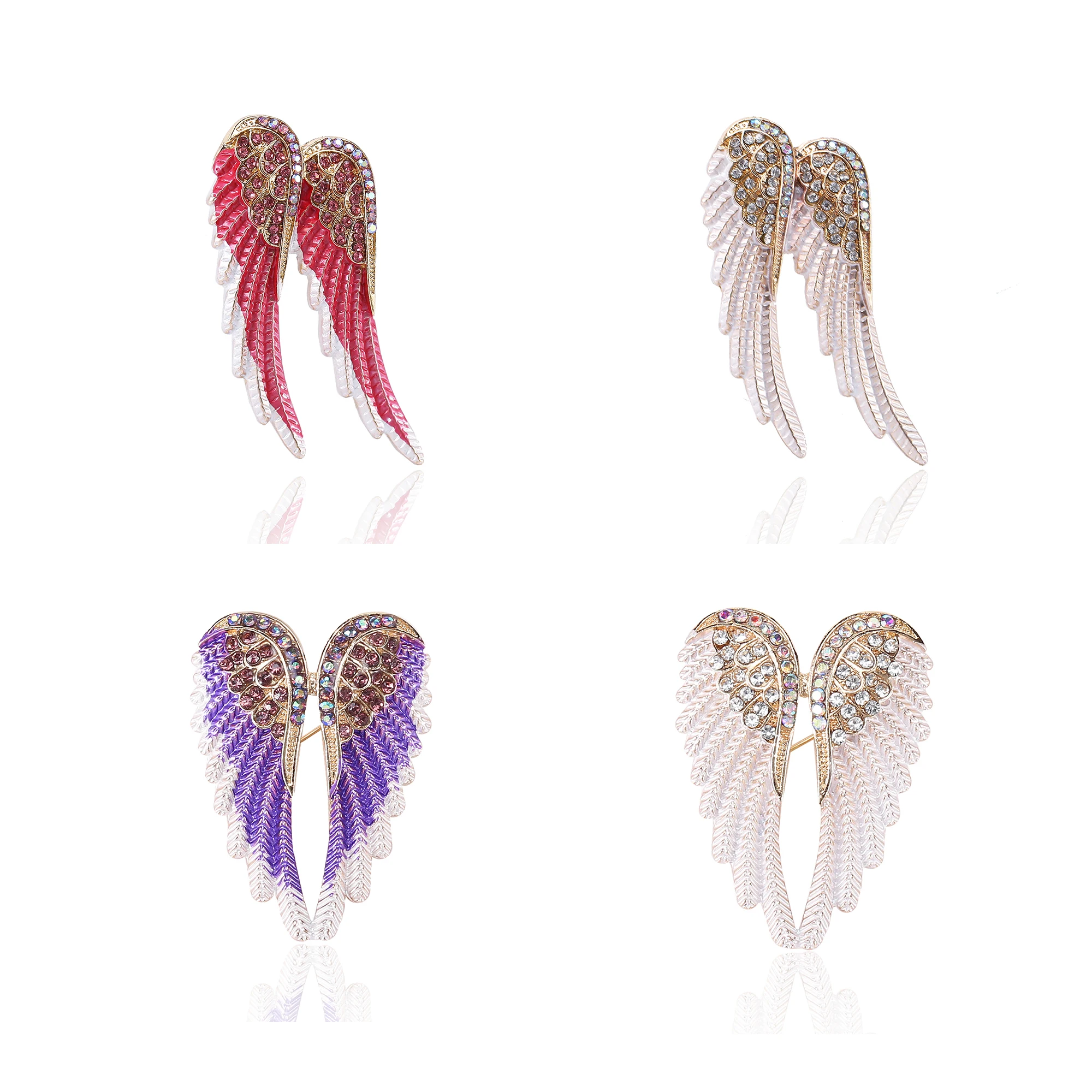 Beaut&Berry Trendy Angel Wings Brooch with Rhinestones Fashionable Versatile Coat Shirt Accessories Gifts