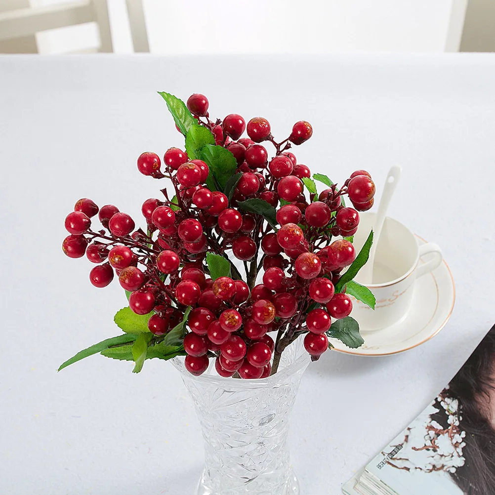 

Artificial Lifelike Berries Fake Mini Simulation Decorative Fruit Plants Red Non Fading Great Photograph Background