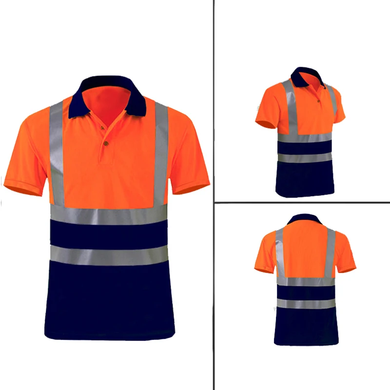 Hi Vis T-Shirt Short-Sleeved Work Shirt Reflective Warning Polo Shirt Two Tone Safety Clothing Workwear