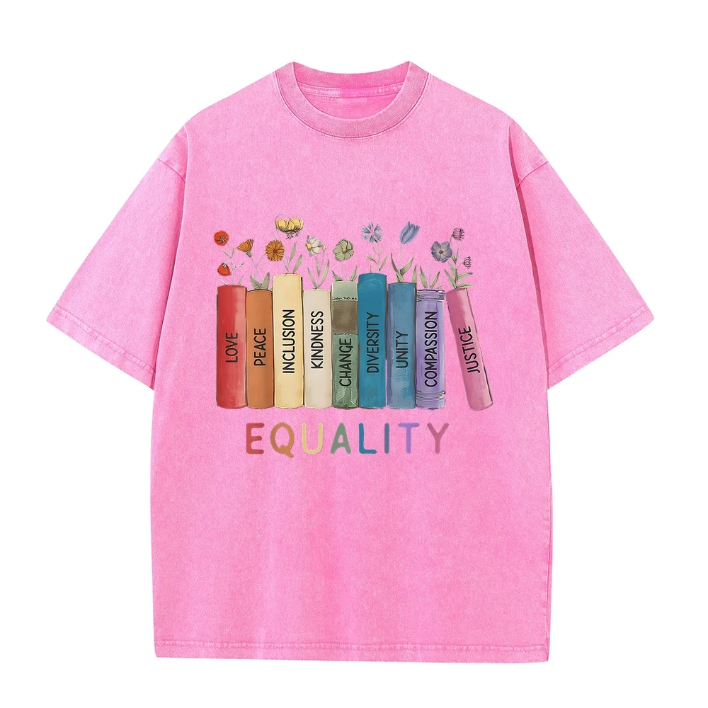 Floral Book Equality Human Rights Social Justice Peace Love T-Shirt Camisetas Футболки Men's Medium Printed Tee Humor Shirt