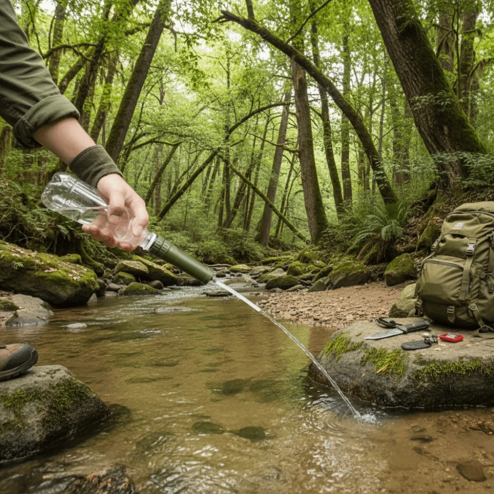 ABS في الهواء الطلق تصفية المياه الصغيرة القش الشرب المباشر القش منقي مياه الطوارئ بقاء منقي مياه صغير في الهواء الطلق #3