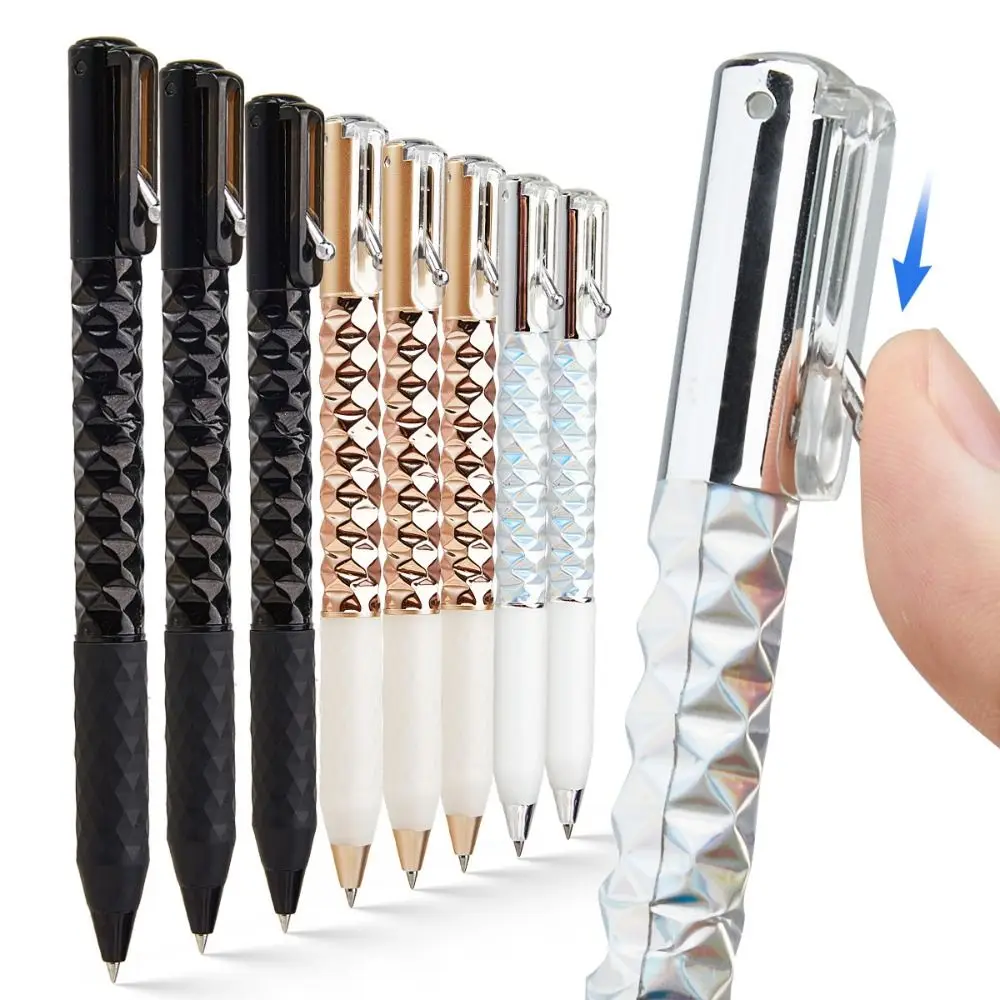 Interesting Rhombus Geometry Deformable Pen 0.5mm Tip Press Type Gel Pen Quick Dry Black Ink Anamorphic Pen School Office