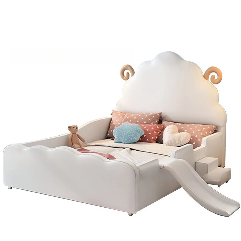 

Cartoon beds, cots with slides, boys and girls, soft leather beds