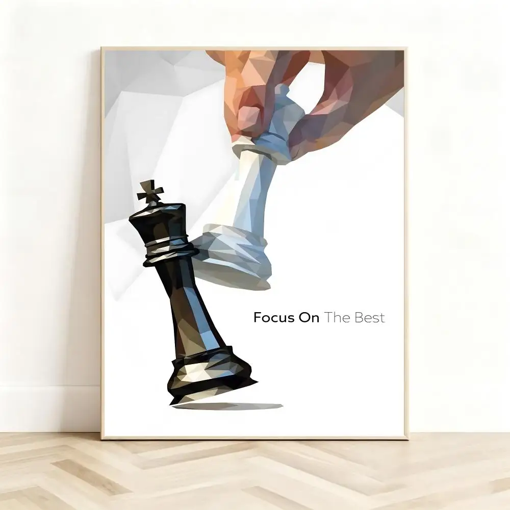 Motivational Art C-Chess Lovers Motivational Art Poster Classic Self-Adhesive PP Wall Sticker for Living Room Bar Decor Gift