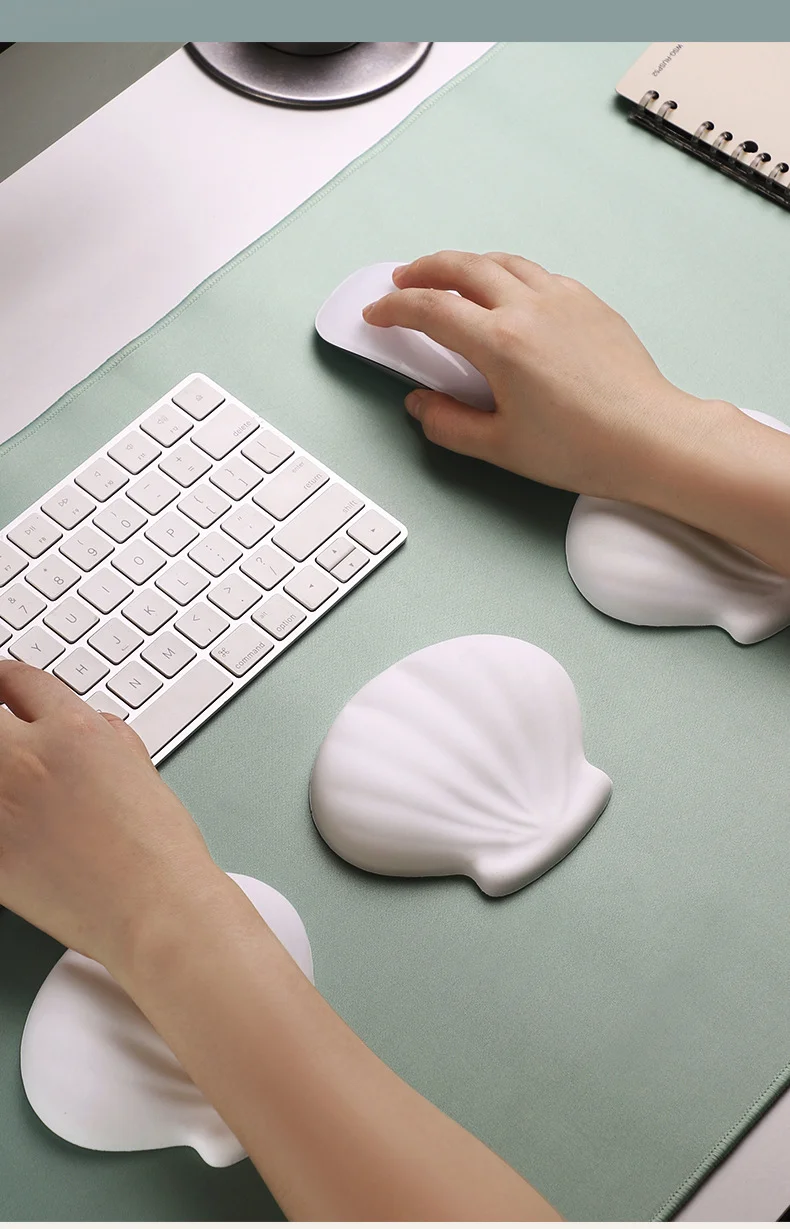Muschelförmige Silikon-Handgelenkauflage Mauspad Ergonomische Schreibtischunterlage für Büro und Gaming in 5 Pastellfarben – Detail 6