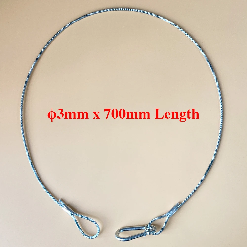 3mm X 70CM Steel Wire Stage Light Safety Cable Silver Black with Rubber Sleeve for Truss Moving Head LED Par Light Security Rope
