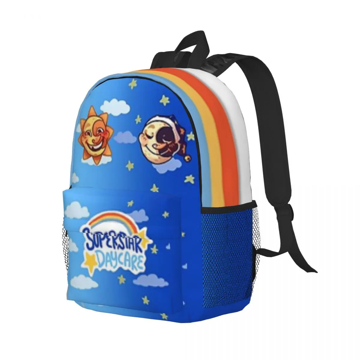 Mochila SuperStar Daycare Sun e Moon para meninas e meninos, mochila escolar dos desenhos animados do estudante, grande capacidade, 15 Polegada