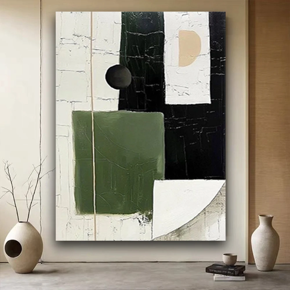 

pop Abstract Painting In Dark And Light Green Wall Art Home Decor Handmade Oil Paintings On Canvas Modern indoor Decor Picture