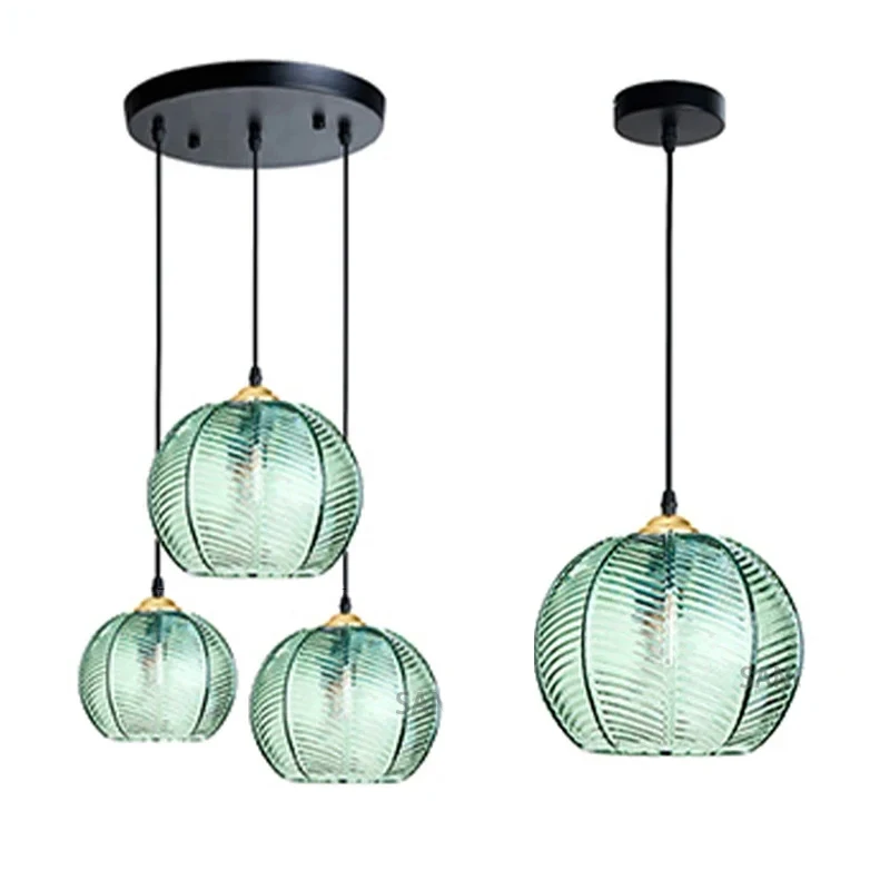 Nordic Striped Glass Chandelier Modern Pendant Light for Dining Room Kitchen Island Bedside Home Decor Hanging Ceiling Lamps