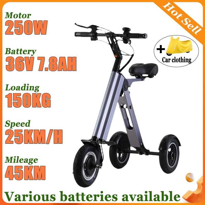 NEW Mini Small Portable Fold Electric Tricycle Elderly  Riding Commuting Electric Scooter Adult Leisure Light Electric Dirt Bike