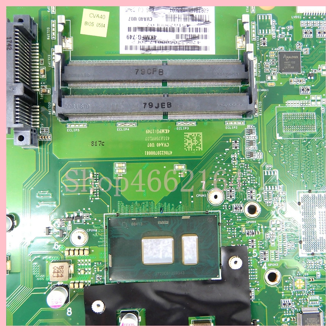 Picture 5: V241IC With 4405U 4415U CPU UMA or DIS Motherboard For ASUS V241I V241IC Mainboard 100% Tested OK