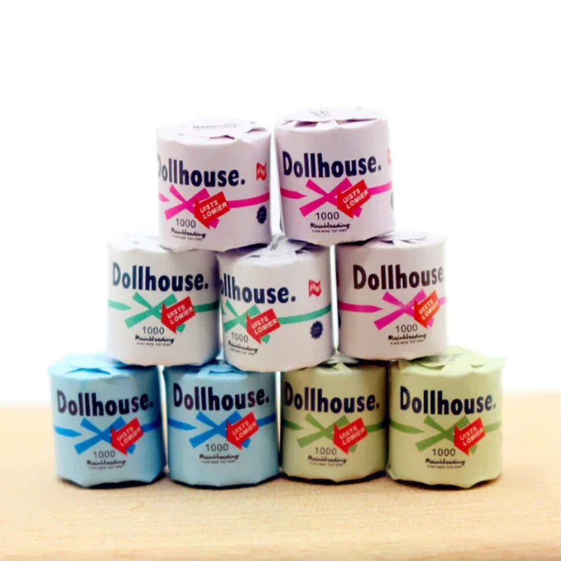 Mini rollo de papel higiénico en miniatura para casa de muñecas, modelo de papel higiénico rasgable para decoración de casa de muñecas, juguetes para juego de imitación, regalo, 1/12