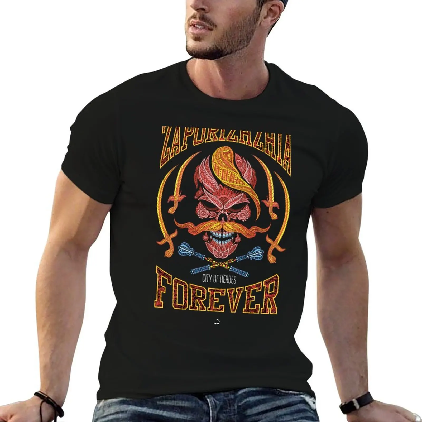 

Ukrainian Cossack skull Zaporizhzhia T-Shirt printed t shirts for man t shirts designer T-Shirt