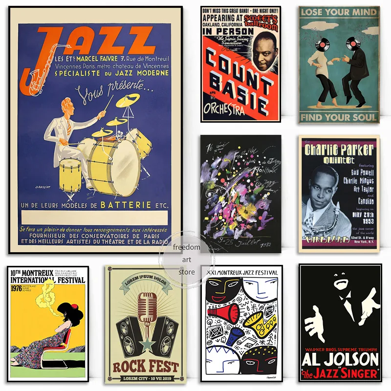 Vintage Music Jazz Festival Music Baise Montreux '73 Trumpet Art Posters Canvas Painting Wall Print Pictures for Room Home Decor